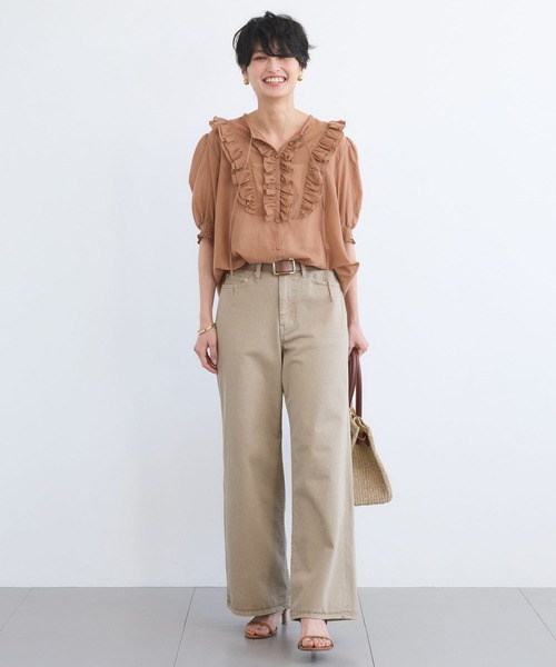 BARNYARDSTORM（バンヤードストーム）の「BARNYARDSTORM / 綿ボイルフリルブラウス（シャツ/ブラウス・レディース・キャメル/ブラック・FREE）」の15枚目の写真