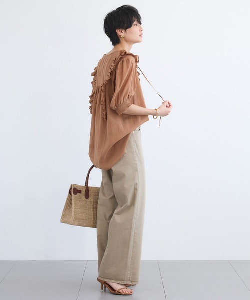 BARNYARDSTORM（バンヤードストーム）の「BARNYARDSTORM / 綿ボイルフリルブラウス（シャツ/ブラウス・レディース・キャメル/ブラック・FREE）」の16枚目の写真