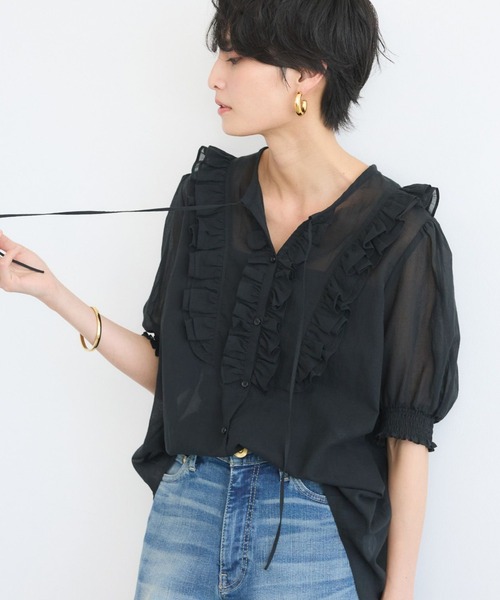 BARNYARDSTORM（バンヤードストーム）の「BARNYARDSTORM / 綿ボイルフリルブラウス（シャツ/ブラウス・レディース・キャメル/ブラック・FREE）」の17枚目の写真