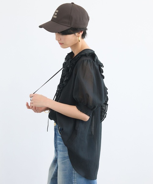 BARNYARDSTORM（バンヤードストーム）の「BARNYARDSTORM / 綿ボイルフリルブラウス（シャツ/ブラウス・レディース・キャメル/ブラック・FREE）」の20枚目の写真