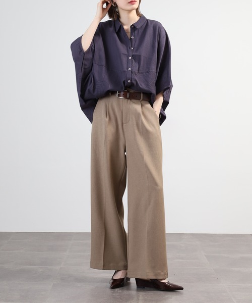 OMNES(オムネス)の「コットンキャンブリックタックドルマンシャツ 半袖(シャツ/ブラウス・レディース・チャコール/キャメル/ラベンダー/ホワイト/ベージュ・FREE)」の16枚目の写真