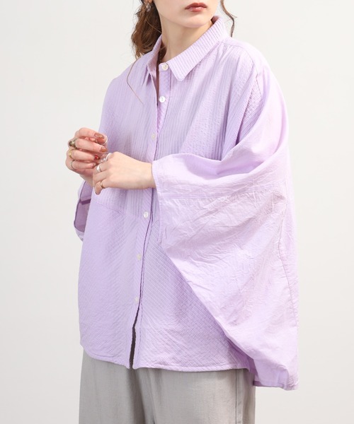 OMNES(オムネス)の「コットンキャンブリックタックドルマンシャツ 半袖(シャツ/ブラウス・レディース・チャコール/キャメル/ラベンダー/ホワイト/ベージュ・FREE)」の22枚目の写真