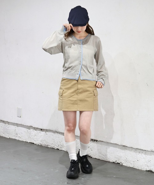 tiptop(ティップトップ)の「シアー配色クルーネックカーディガン(カーディガン/ボレロ・レディース・アイボリー/ライトグレー/レッド/ネイビー・FREE)」の20枚目の写真