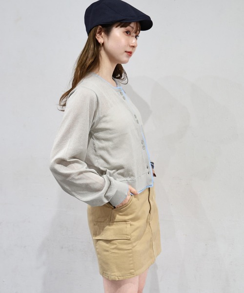tiptop(ティップトップ)の「シアー配色クルーネックカーディガン(カーディガン/ボレロ・レディース・アイボリー/ライトグレー/レッド/ネイビー・FREE)」の21枚目の写真