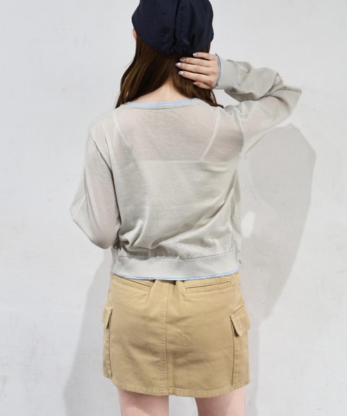 tiptop(ティップトップ)の「シアー配色クルーネックカーディガン(カーディガン/ボレロ・レディース・アイボリー/ライトグレー/レッド/ネイビー・FREE)」の22枚目の写真