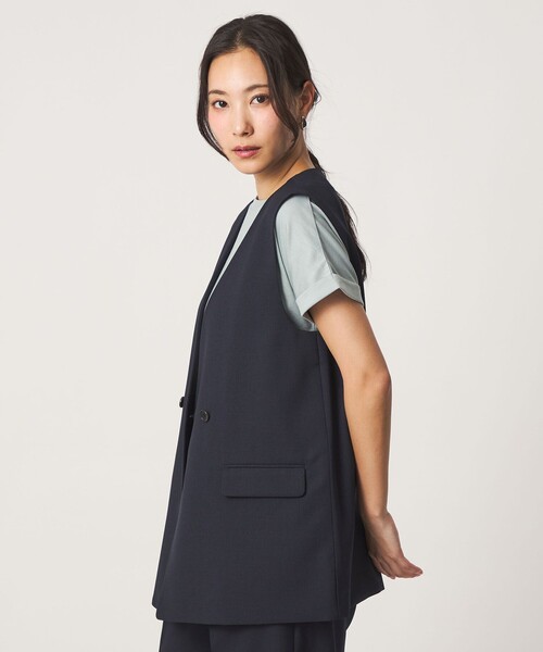 【ユナイテッドアローズ】カシミヤ　ジレ　ベスト　ネイビー　ブラック　ボタン セール】メッシュ 2ボタン ジレ ‐セットアップ対応・ウォッシャブル