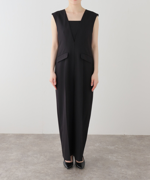 La TOTALITE（ラトータリテ）の「フリルシャツセットオールインワン（つなぎ/オールインワン・レディース・ベージュ/ブラック・FREE）」の8枚目の写真