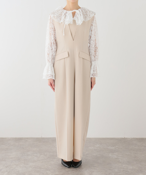 La TOTALITE（ラトータリテ）の「フリルシャツセットオールインワン（つなぎ/オールインワン・レディース・ベージュ/ブラック・FREE）」の21枚目の写真