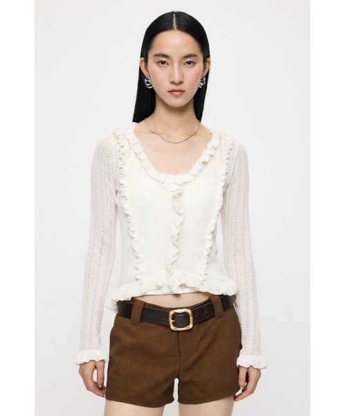 MOUSSY(マウジー)の「【26年SS新作】POINTELLE RUFFLE カーディガン&キャミソール(カーディガン/ボレロ・レディース・オフホワイト/ブラック/ライトイエロー・FREE)」の11枚目の写真