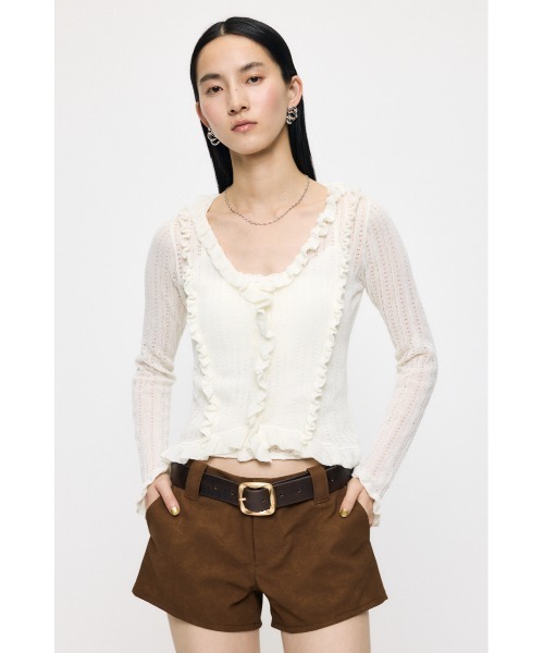 MOUSSY(マウジー)の「【26年SS新作】POINTELLE RUFFLE カーディガン&キャミソール(カーディガン/ボレロ・レディース・オフホワイト/ブラック/ライトイエロー・FREE)」の12枚目の写真
