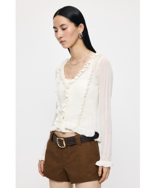 MOUSSY(マウジー)の「【26年SS新作】POINTELLE RUFFLE カーディガン&キャミソール(カーディガン/ボレロ・レディース・オフホワイト/ブラック/ライトイエロー・FREE)」の13枚目の写真