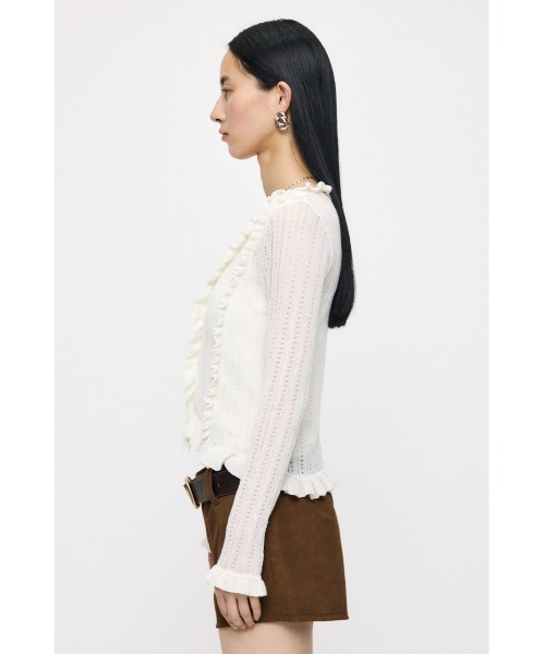 MOUSSY(マウジー)の「【26年SS新作】POINTELLE RUFFLE カーディガン&キャミソール(カーディガン/ボレロ・レディース・オフホワイト/ブラック/ライトイエロー・FREE)」の14枚目の写真