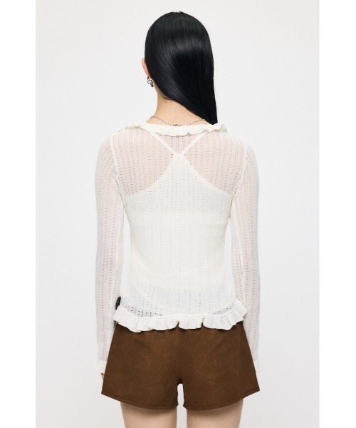 MOUSSY(マウジー)の「【26年SS新作】POINTELLE RUFFLE カーディガン&キャミソール(カーディガン/ボレロ・レディース・オフホワイト/ブラック/ライトイエロー・FREE)」の15枚目の写真
