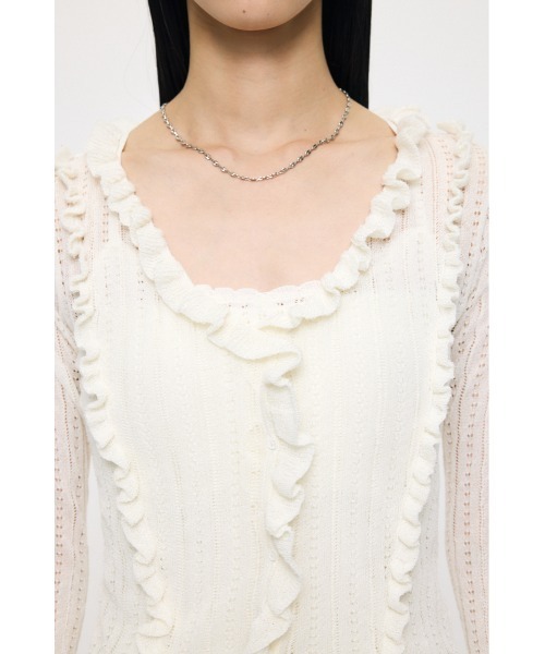 MOUSSY(マウジー)の「【26年SS新作】POINTELLE RUFFLE カーディガン&キャミソール(カーディガン/ボレロ・レディース・オフホワイト/ブラック/ライトイエロー・FREE)」の18枚目の写真