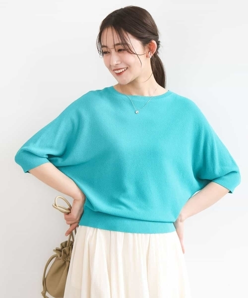 MK MICHEL KLEIN（エムケーミッシェルクラン）の「鹿の子編みドルマンニット/UVカット/洗える（ニット/セーター・レディース・ベージュ/グリーン/ブラウン・38）」の3枚目の写真