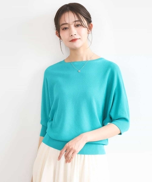 MK MICHEL KLEIN（エムケーミッシェルクラン）の「鹿の子編みドルマンニット/UVカット/洗える（ニット/セーター・レディース・ベージュ/グリーン/ブラウン・38）」の13枚目の写真