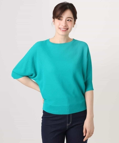 MK MICHEL KLEIN（エムケーミッシェルクラン）の「鹿の子編みドルマンニット/UVカット/洗える（ニット/セーター・レディース・ベージュ/グリーン/ブラウン・38）」の17枚目の写真