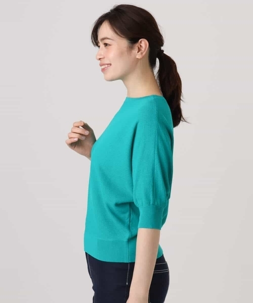 MK MICHEL KLEIN（エムケーミッシェルクラン）の「鹿の子編みドルマンニット/UVカット/洗える（ニット/セーター・レディース・ベージュ/グリーン/ブラウン・38）」の18枚目の写真