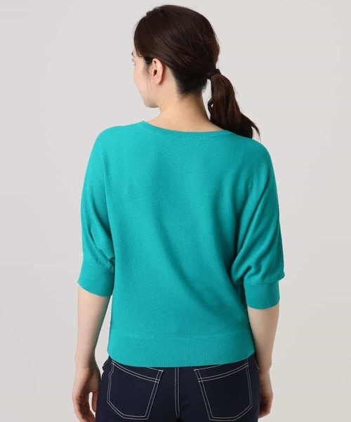 MK MICHEL KLEIN（エムケーミッシェルクラン）の「鹿の子編みドルマンニット/UVカット/洗える（ニット/セーター・レディース・ベージュ/グリーン/ブラウン・38）」の7枚目の写真