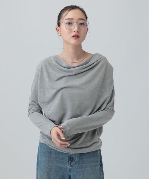 LEPSIM（レプシィム）の「スラブドレーププルオーバー《2点セット》　659142（Tシャツ/カットソー・レディース・オフホワイト/ライトグレー/ブラック・FREE）」の3枚目の写真