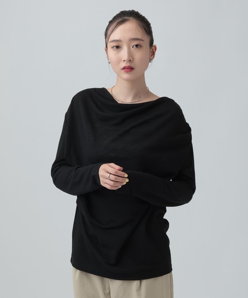 LEPSIM（レプシィム）の「スラブドレーププルオーバー《2点セット》　659142（Tシャツ/カットソー・レディース・オフホワイト/ライトグレー/ブラック・FREE）」の2枚目の写真