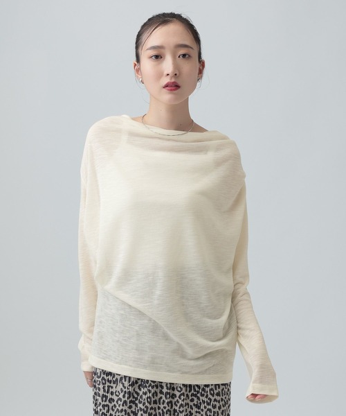 LEPSIM（レプシィム）の「スラブドレーププルオーバー《2点セット》　659142（Tシャツ/カットソー・レディース・オフホワイト/ライトグレー/ブラック・FREE）」の4枚目の写真