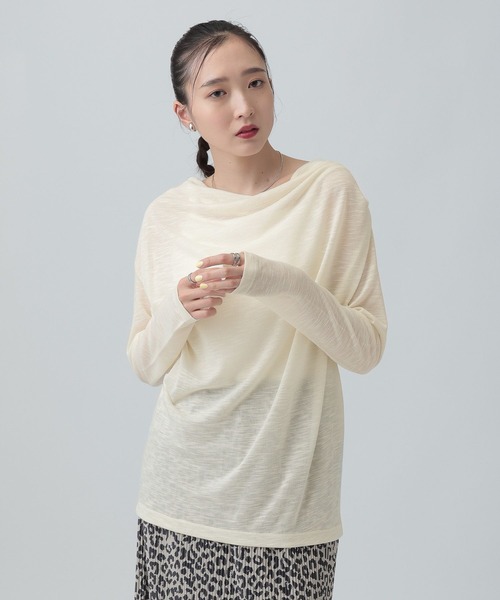 LEPSIM（レプシィム）の「スラブドレーププルオーバー《2点セット》　659142（Tシャツ/カットソー・レディース・オフホワイト/ライトグレー/ブラック・FREE）」の5枚目の写真