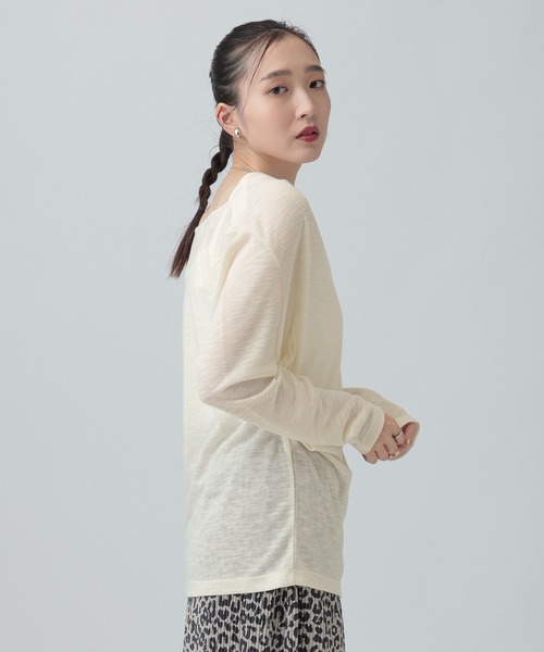 LEPSIM（レプシィム）の「スラブドレーププルオーバー《2点セット》　659142（Tシャツ/カットソー・レディース・オフホワイト/ライトグレー/ブラック・FREE）」の6枚目の写真