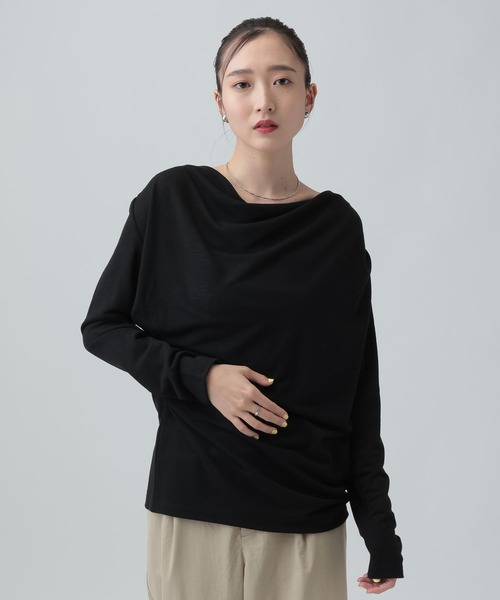 LEPSIM（レプシィム）の「スラブドレーププルオーバー《2点セット》　659142（Tシャツ/カットソー・レディース・オフホワイト/ライトグレー/ブラック・FREE）」の10枚目の写真