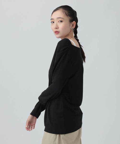 LEPSIM（レプシィム）の「スラブドレーププルオーバー《2点セット》　659142（Tシャツ/カットソー・レディース・オフホワイト/ライトグレー/ブラック・FREE）」の12枚目の写真