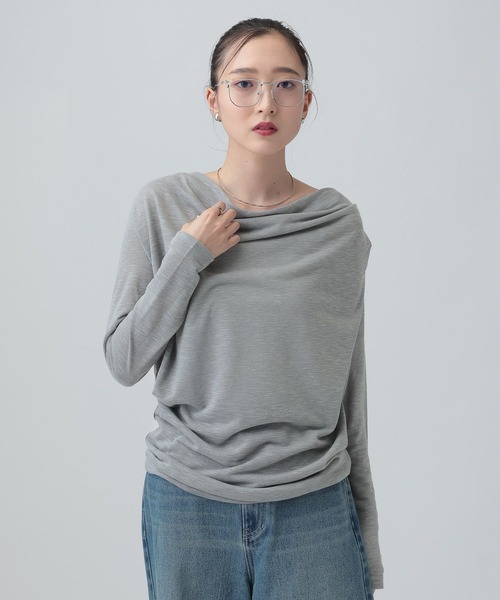 LEPSIM（レプシィム）の「スラブドレーププルオーバー《2点セット》　659142（Tシャツ/カットソー・レディース・オフホワイト/ライトグレー/ブラック・FREE）」の16枚目の写真