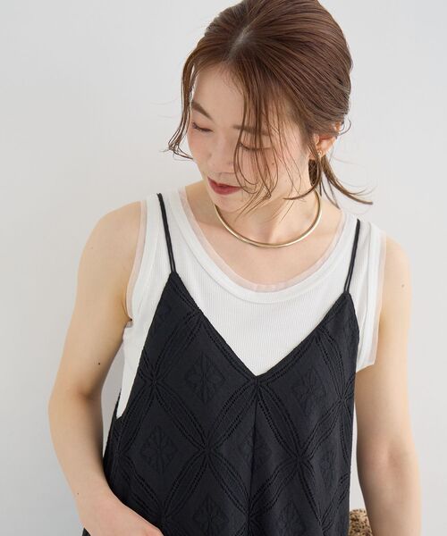 le.coeur blanc(ルクールブラン)の「ラメテレコタンク(タンクトップ・レディース・ライトグレー/ブラック/オフホワイト・38)」の10枚目の写真