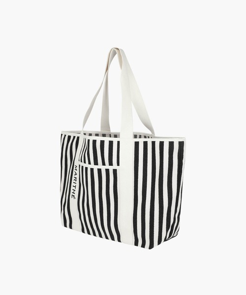 MARITHE + FRANCOIS GIRBAUD(マリテフランソワジルボー)の「REGULAR LOGO BIG COTTON BAG(トートバッグ・レディース・ブルー/ナチュラル/ストライプ・フリー)」の6枚目の写真