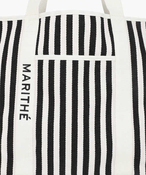 MARITHE + FRANCOIS GIRBAUD(マリテフランソワジルボー)の「REGULAR LOGO BIG COTTON BAG(トートバッグ・レディース・ブルー/ナチュラル/ストライプ・フリー)」の8枚目の写真