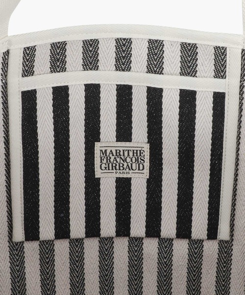 MARITHE + FRANCOIS GIRBAUD(マリテフランソワジルボー)の「REGULAR LOGO BIG COTTON BAG(トートバッグ・レディース・ブルー/ナチュラル/ストライプ・フリー)」の9枚目の写真
