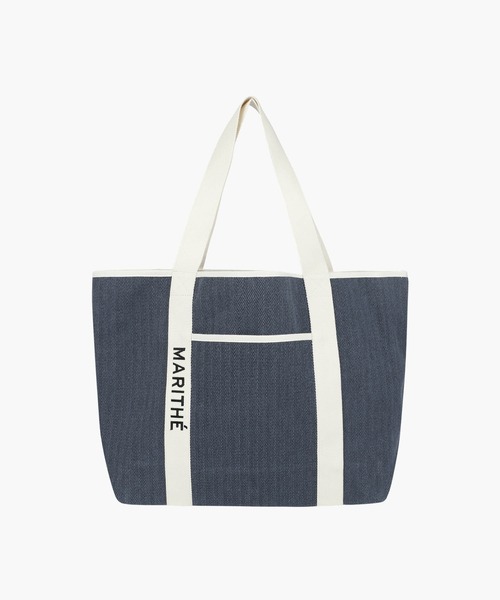 MARITHE + FRANCOIS GIRBAUD(マリテフランソワジルボー)の「REGULAR LOGO BIG COTTON BAG(トートバッグ・レディース・ブルー/ナチュラル/ストライプ・フリー)」の11枚目の写真