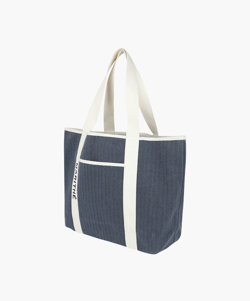 MARITHE + FRANCOIS GIRBAUD(マリテフランソワジルボー)の「REGULAR LOGO BIG COTTON BAG(トートバッグ・レディース・ブルー/ナチュラル/ストライプ・フリー)」の12枚目の写真