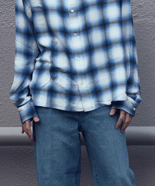 WISM（ウィズム）の「NAMELESSNESS / ネームレスネス RAYON LONG SLEEVE SHIRT（シャツ/ブラウス・メンズ・ブラック/ブルー系その他・3/2）」の7枚目の写真