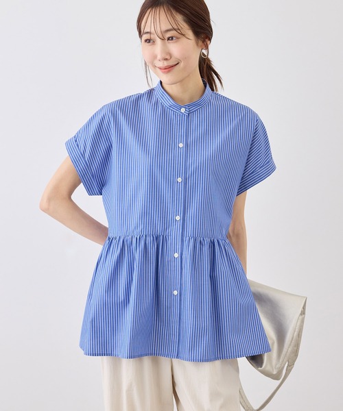 ROPE' PICNIC(ロペピクニック)の「フレンチペプラムシャツ/UVカット・防シワ(シャツ/ブラウス・レディース・ネイビー/ブルー/オフホワイト/サックスブルー/ブルー系その他5/ピンク/イエロー・FREE)」の20枚目の写真