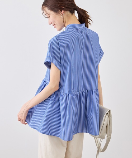 ROPE' PICNIC(ロペピクニック)の「フレンチペプラムシャツ/UVカット・防シワ(シャツ/ブラウス・レディース・ネイビー/ブルー/オフホワイト/サックスブルー/ブルー系その他5/ピンク/イエロー・FREE)」の21枚目の写真
