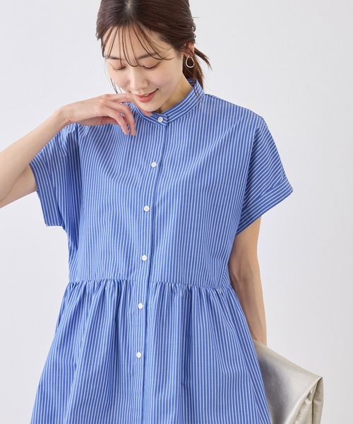 ROPE' PICNIC(ロペピクニック)の「フレンチペプラムシャツ/UVカット・防シワ(シャツ/ブラウス・レディース・ネイビー/ブルー/オフホワイト/サックスブルー/ブルー系その他5/ピンク/イエロー・FREE)」の22枚目の写真