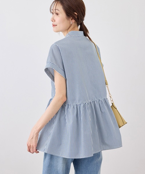 ROPE' PICNIC(ロペピクニック)の「フレンチペプラムシャツ/UVカット・防シワ(シャツ/ブラウス・レディース・ネイビー/ブルー/オフホワイト/サックスブルー/ブルー系その他5/ピンク/イエロー・FREE)」の13枚目の写真