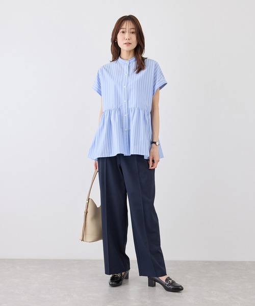 ROPE' PICNIC(ロペピクニック)の「フレンチペプラムシャツ/UVカット・防シワ(シャツ/ブラウス・レディース・ネイビー/ブルー/オフホワイト/サックスブルー/ブルー系その他5/ピンク/イエロー・FREE)」の17枚目の写真
