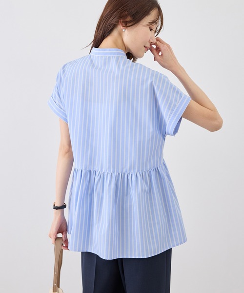 ROPE' PICNIC(ロペピクニック)の「フレンチペプラムシャツ/UVカット・防シワ(シャツ/ブラウス・レディース・ネイビー/ブルー/オフホワイト/サックスブルー/ブルー系その他5/ピンク/イエロー・FREE)」の19枚目の写真