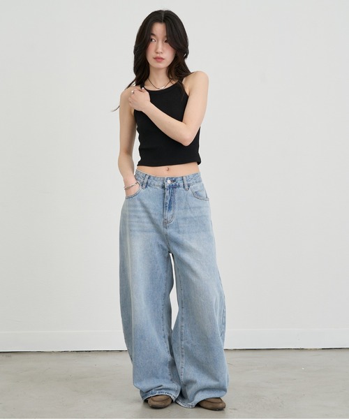 NUJOH(ヌゾ)の「Rib Knit Sleeveless Top / リブニットスリーブレストップスアクリル100(タンクトップ・レディース・ピンク/ホワイト/イエロー/ブラック/グレー・FREE)」の22枚目の写真