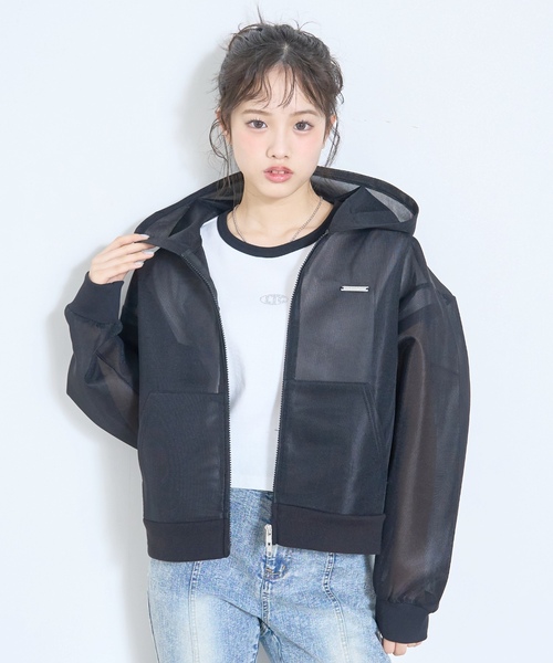 LOVETOXIC(ラブトキシック)の「ダンボールシアーパーカー(パーカー・キッズ・アイボリー/ブラック・M:150cm/S:140cm/130cm/L:160cm)」の2枚目の写真
