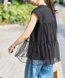 Spick & Span | 《一部店舗+WEB限定 / 》ドットチュールティアードTシャツ(Tシャツ/カットソー)