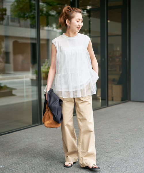 セール】《一部店舗+WEB限定》ドットチュールティアードTシャツ（T