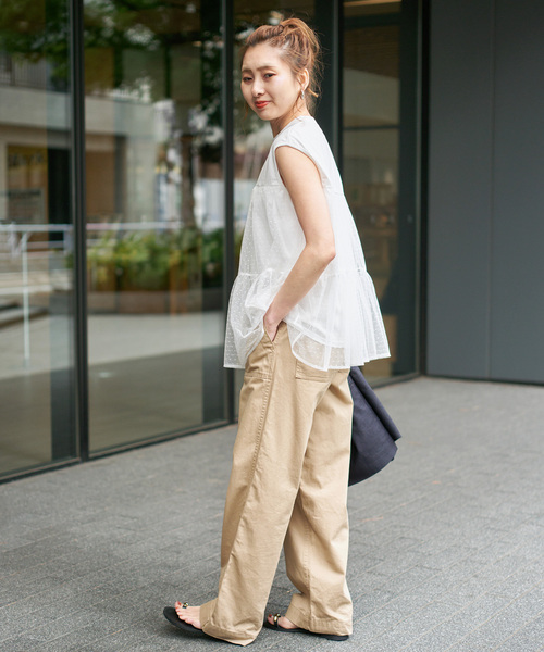 Spick & Span（スピックアンドスパン）の「《一部店舗+WEB限定 / 》ドットチュールティアードTシャツ（Tシャツ/カットソー・レディース・ブラック/ホワイト・FREE）」の7枚目の写真