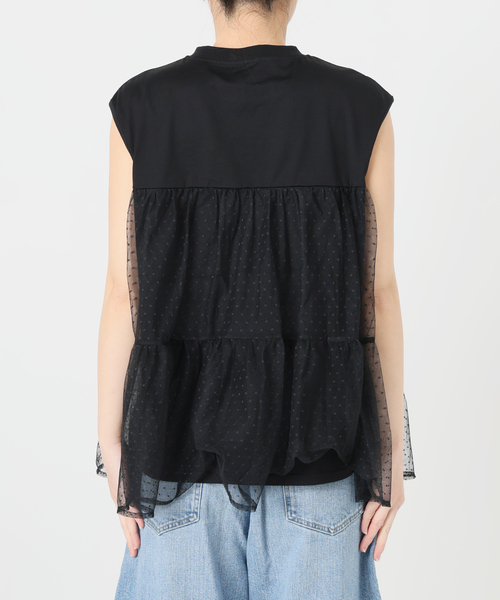 Spick & Span（スピックアンドスパン）の「《一部店舗+WEB限定 / 》ドットチュールティアードTシャツ（Tシャツ/カットソー・レディース・ブラック/ホワイト・FREE）」の12枚目の写真